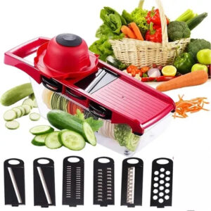 Rallador Mandoline X6 Rojo – 6 Funciones en 1 para cortar, rallar y triturar como un chef